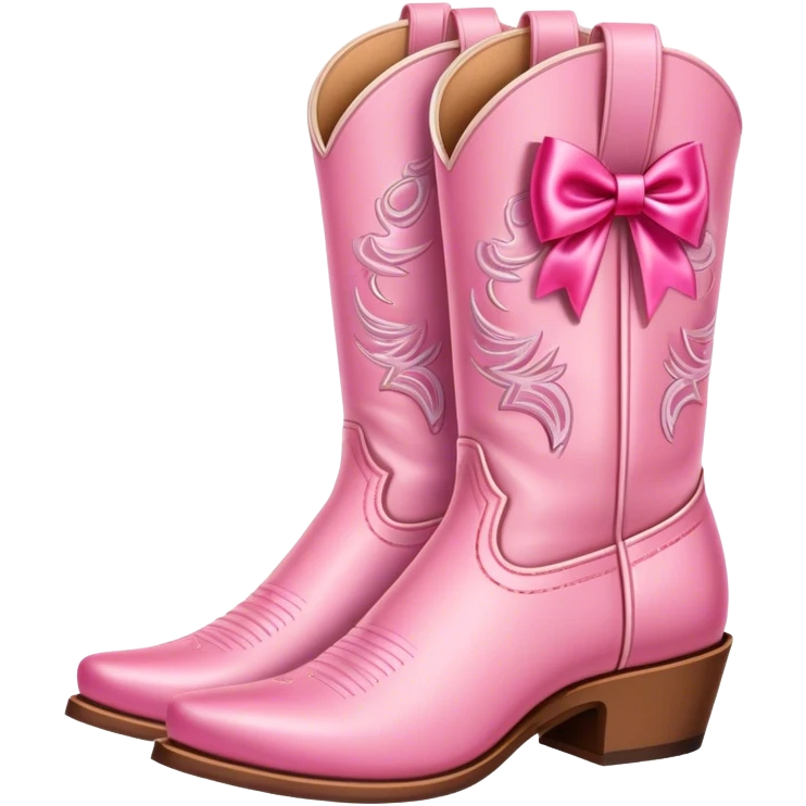 Pink cowgirl boots with bows emoji