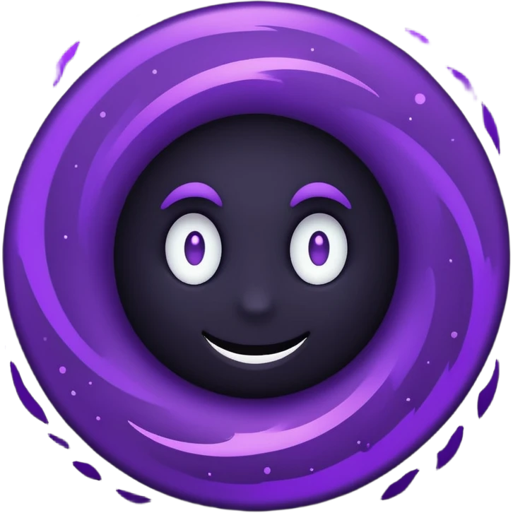 A Discord emoji of a swirling dark void or black hole with violet sparks at the edges. Circular composition, deep shadows, 2D flat vector, white background. emoji