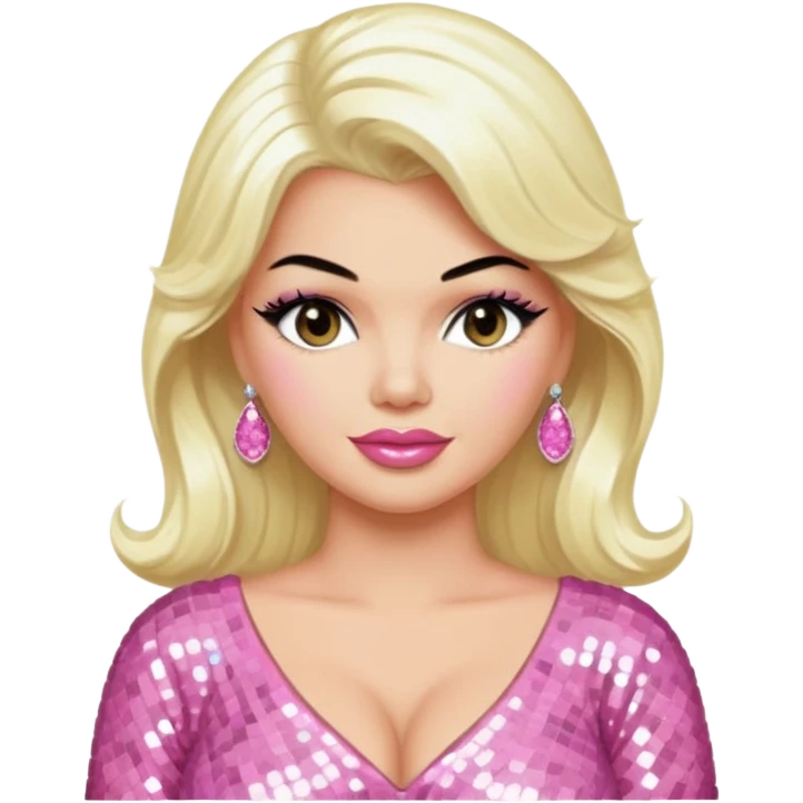Jayne Mansfield with long platinum blonde hair, pink sequin outfit emoji