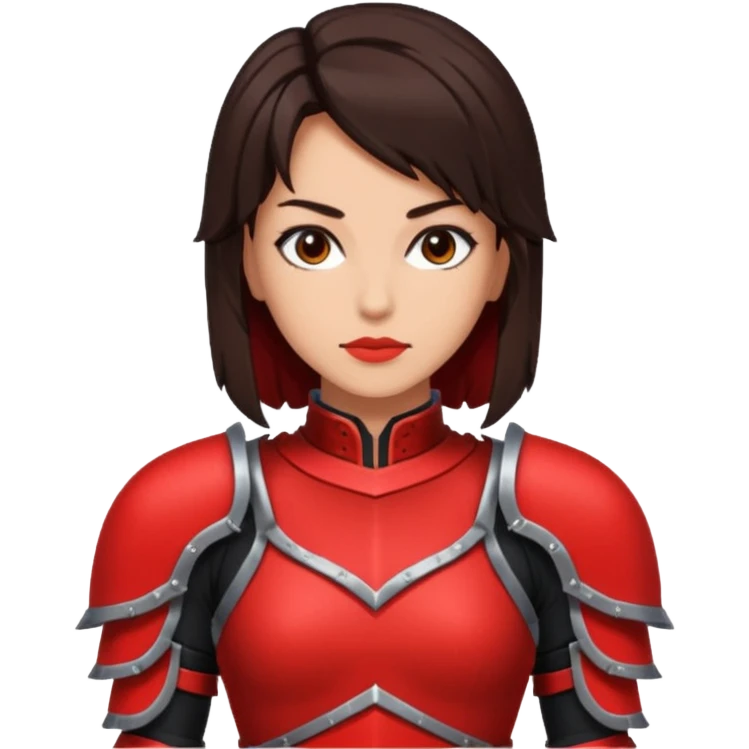 a brunette slim fighter woman in red and black, rpg pixel art style emoji