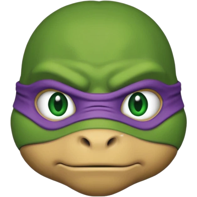 Donatello from Teenage Mutant Ninja Turtles, emoji style, head only, cute minimalistic style, with a serious expression emoji