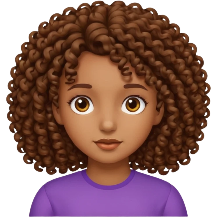 Girl with brown curly hair but curls not from the top of the head emoji
