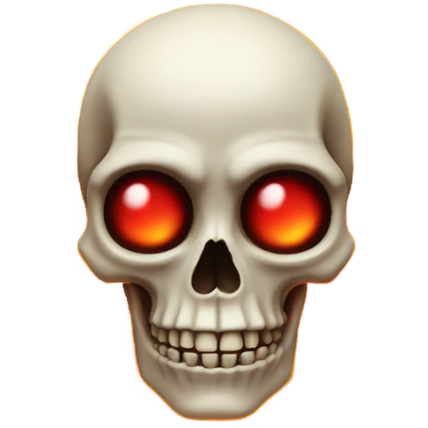Skeleton with fiery eyes emoji