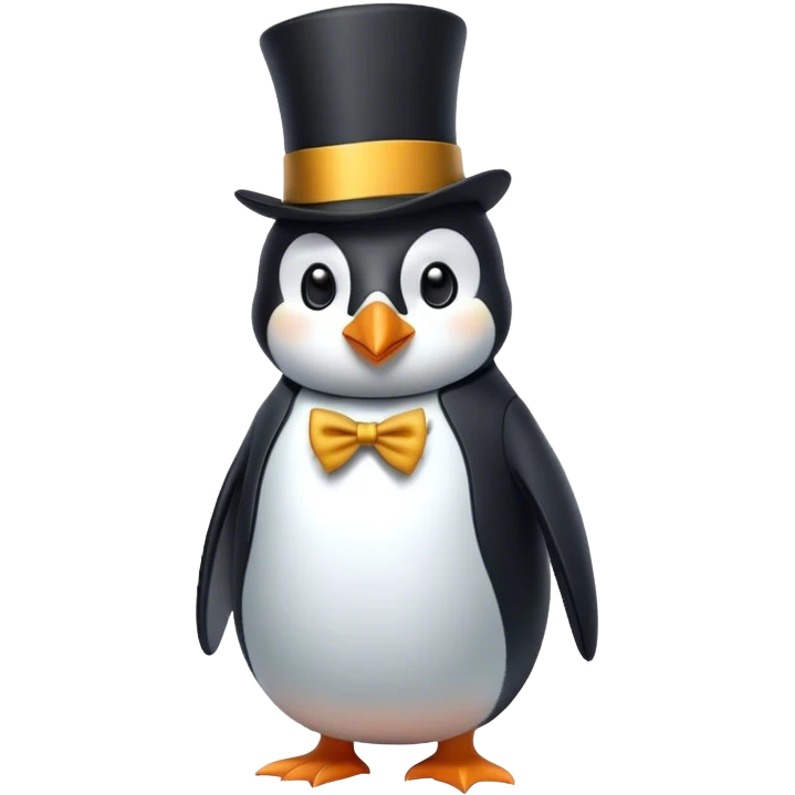 Penguin with a top hat and elegant suit emoji
