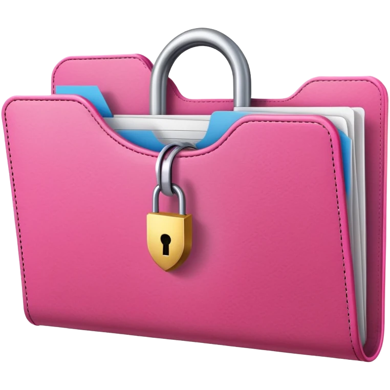 Pink folder with lock, secured document, protected file emoji