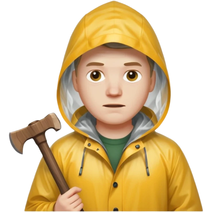 Американский психопат в прозрачном дождевике без капюшона с топором emoji