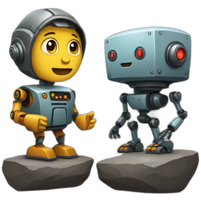rocks and robot emoji