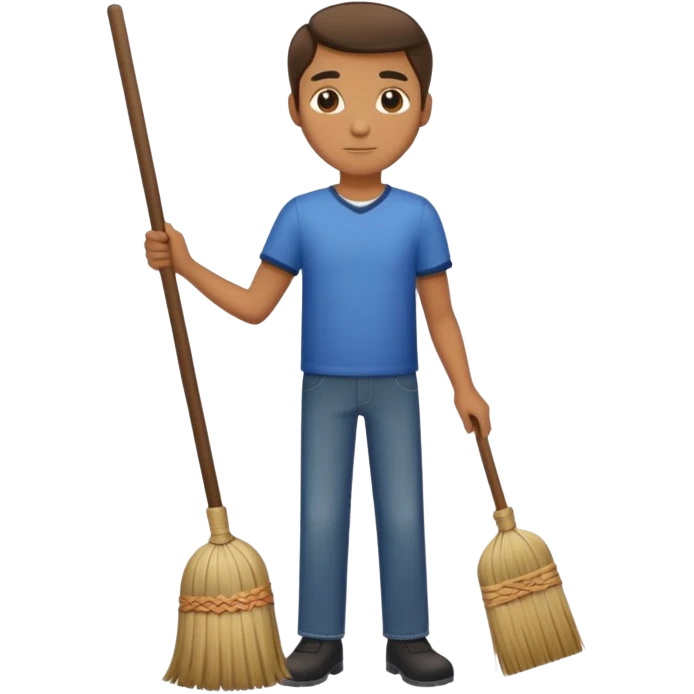 Guy standing with a broom emoji