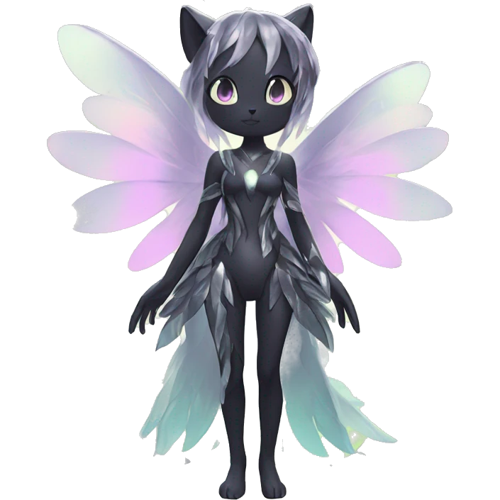 Shiny Shy Cool Pastel Black beautiful fantasy Kawaii Ethereal Sona Fakemon-animal Full Body emoji