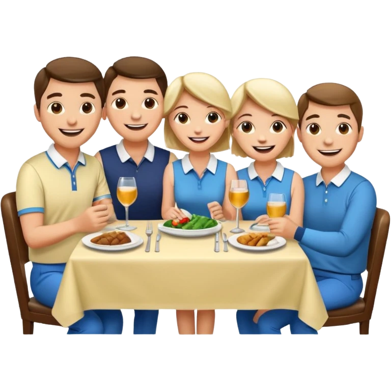 2 couples golfing and eating dinner together today emoji