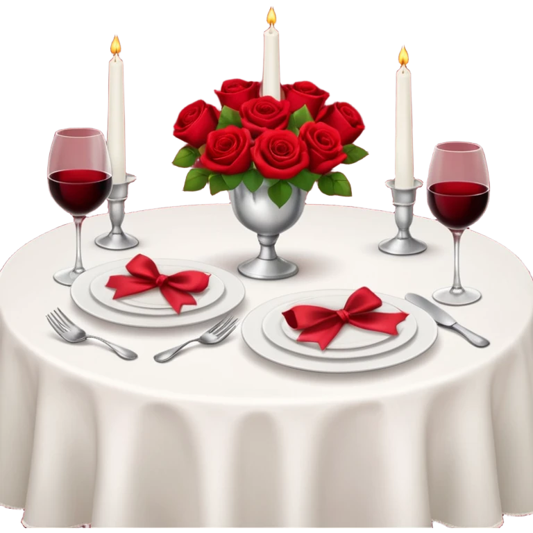  romantic table set for two with roses and red wine emoji