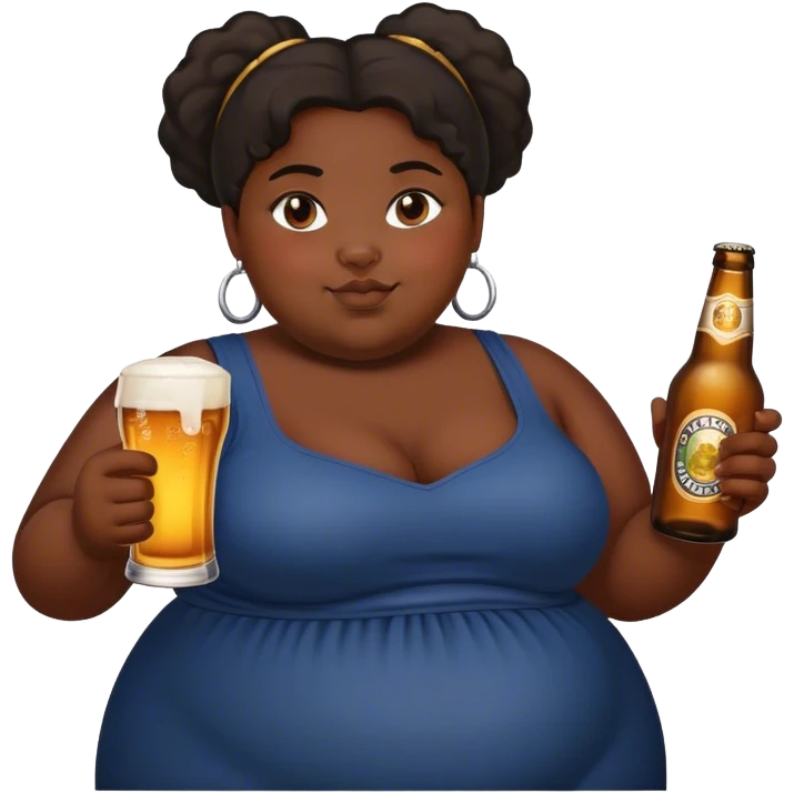 Very fat black girl holding a beer  emoji