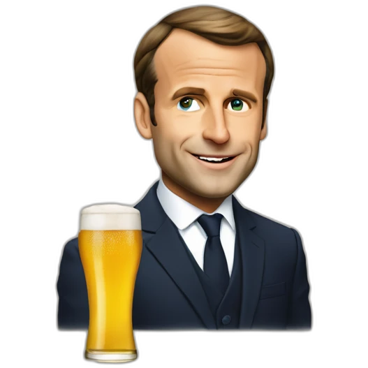 Macron avec une bière  emoji
