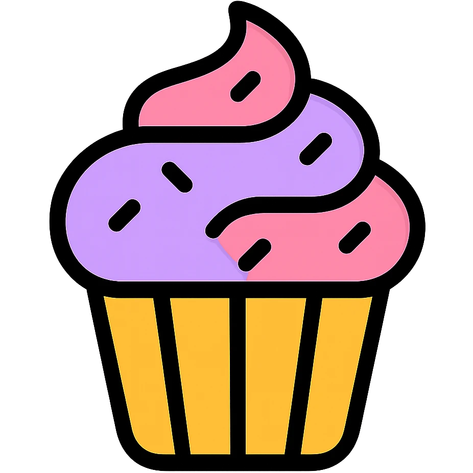 Cupcake with both lavender and pink icing, no background emoji