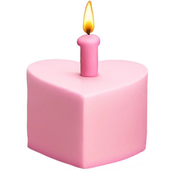Simple heart shaped baby pink cake with 1 white candle  emoji