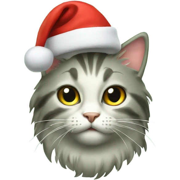 Christmas tree with a cat with a Christmas hat  emoji