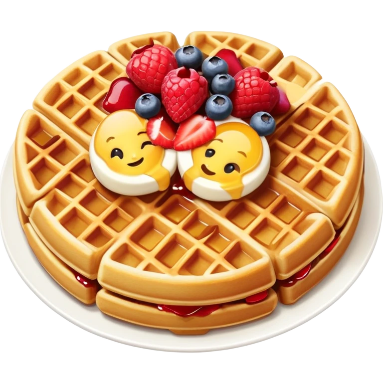Belgian waffle with toppings in emoji style emoji
