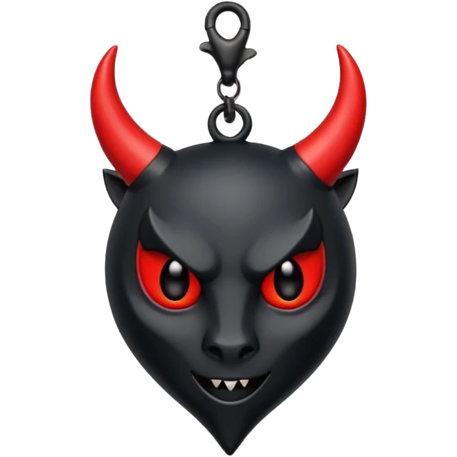 devil bow, minimalist style, matte black, sharp edges, small red horn charm, modern dark aesthetic emoji