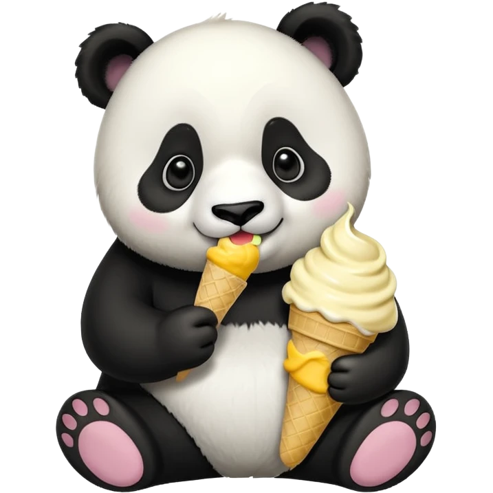 Panda eating mango icecream emoji