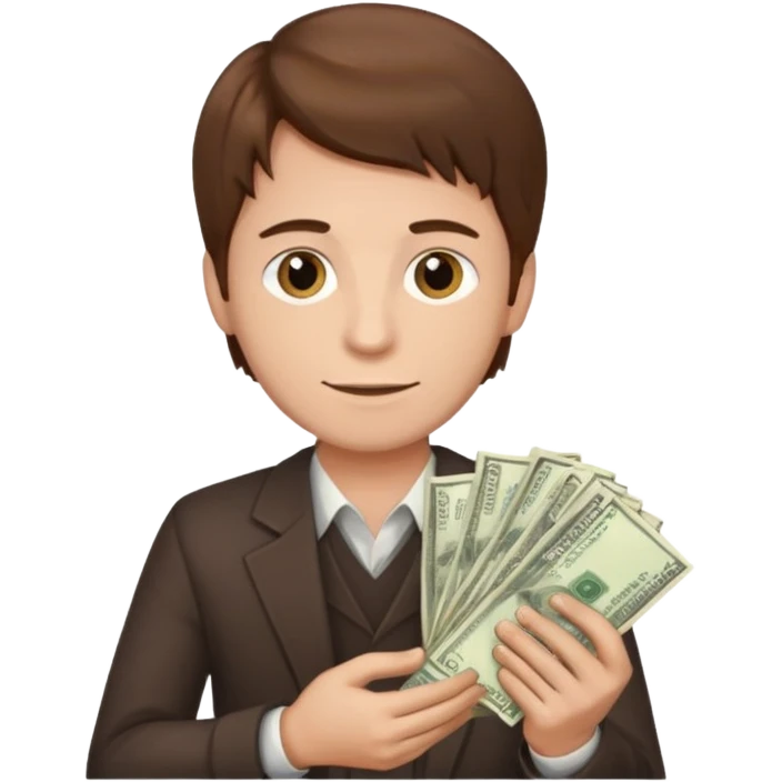 brown hair MAN who holds money emoji
