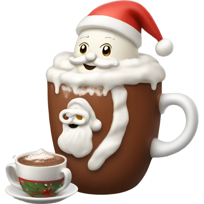 Santa drinking hot chocolate with whipped cream emoji