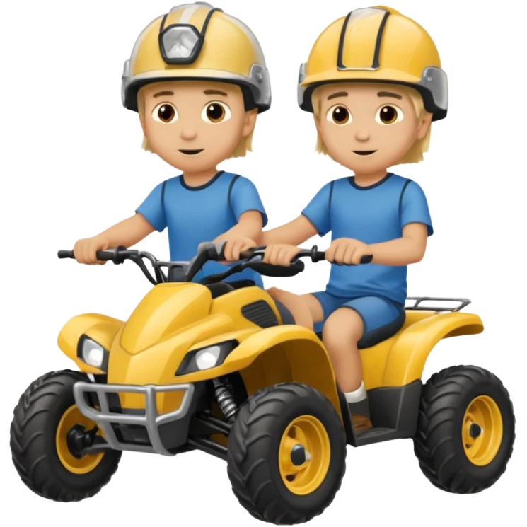 Can you make 2 blonde boys kids riding four wheelers emoji