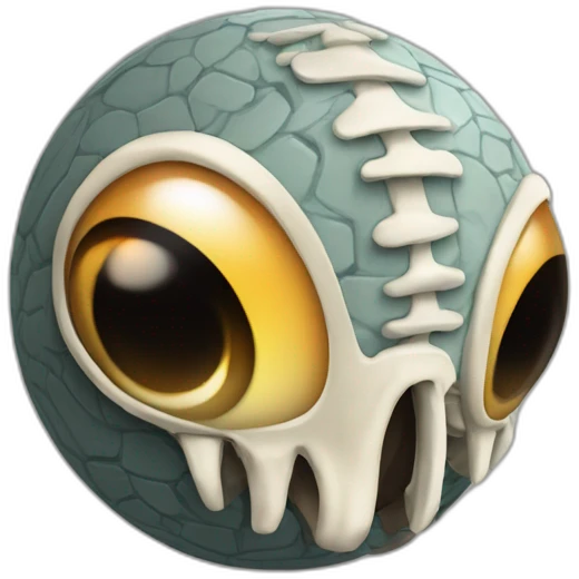 3d sphere with a cartoon Skeleton Horse skin texture with big courageous eyes emoji