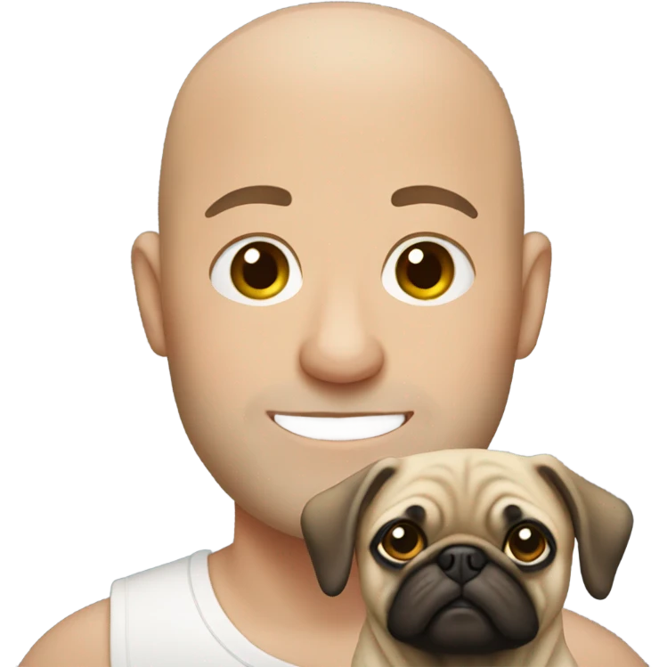 bald man with pug emoji