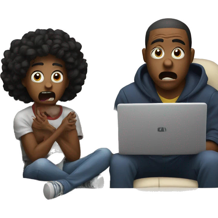 Watching a scary movie with your best friend emoji