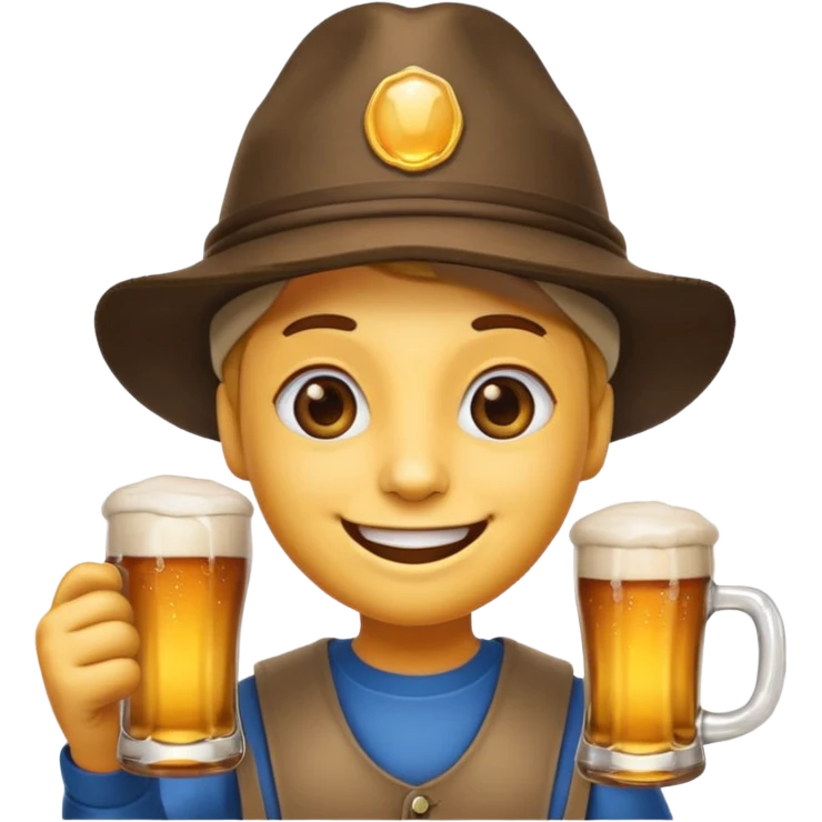 Ein lachendes Emoji mit Bierglas und Gamsbart Hut emoji