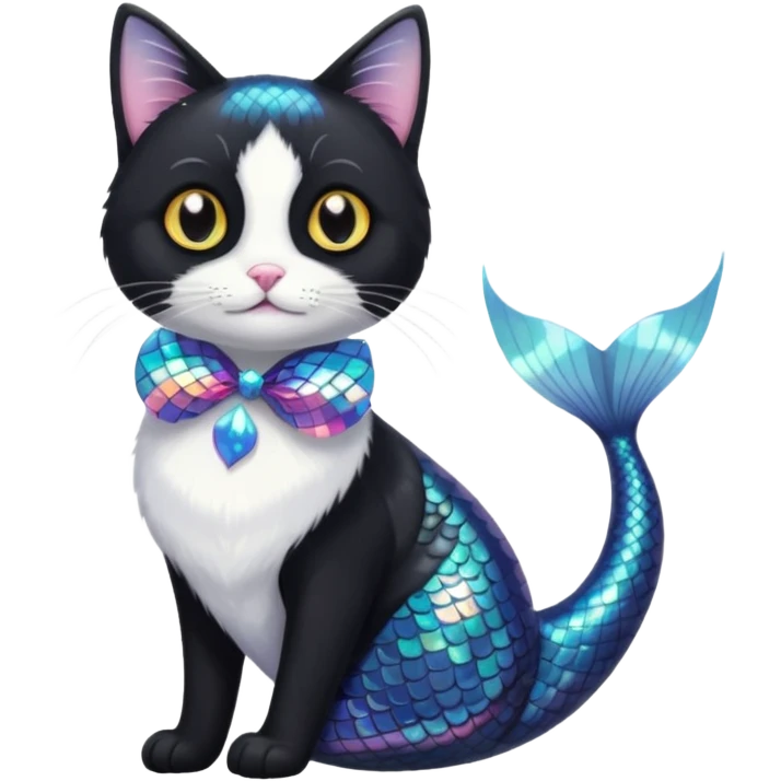 mermaid tuxedo cat emoji