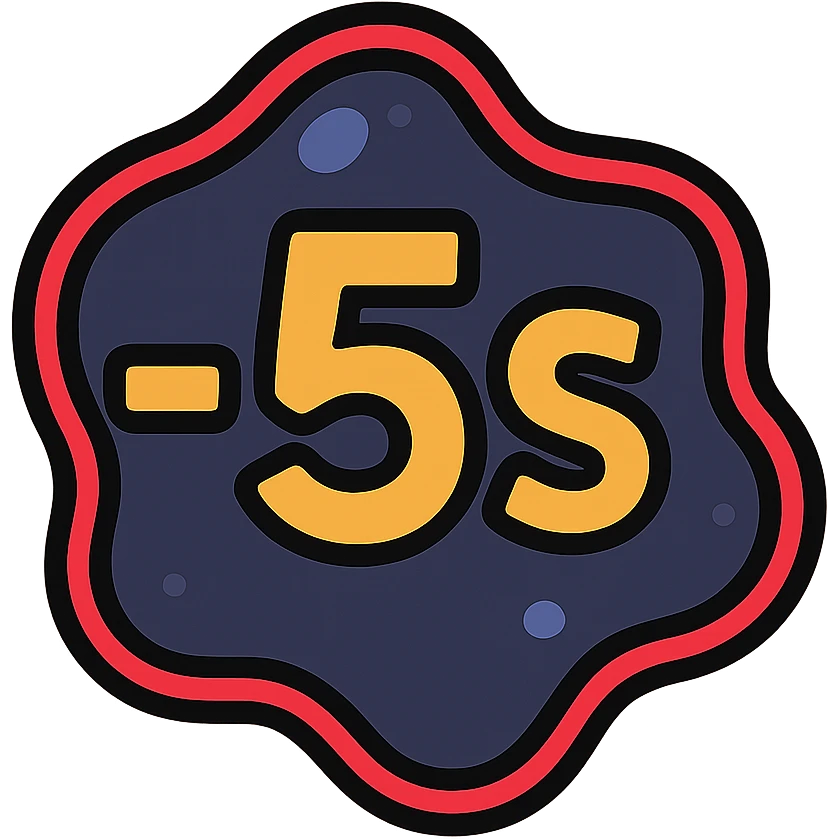 '-5s' symbol with darker cosmic liquid metal effect, 's' subscript, dark red neon glow border emoji