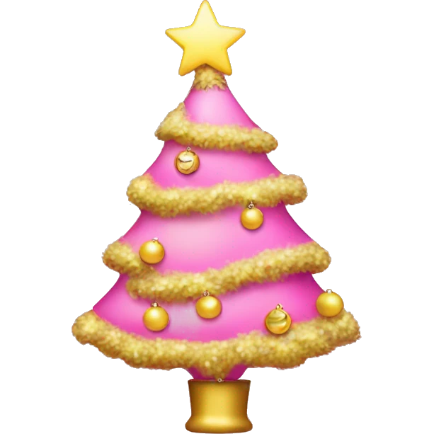 Pretty Christmas tree pink ornaments yellow star emoji