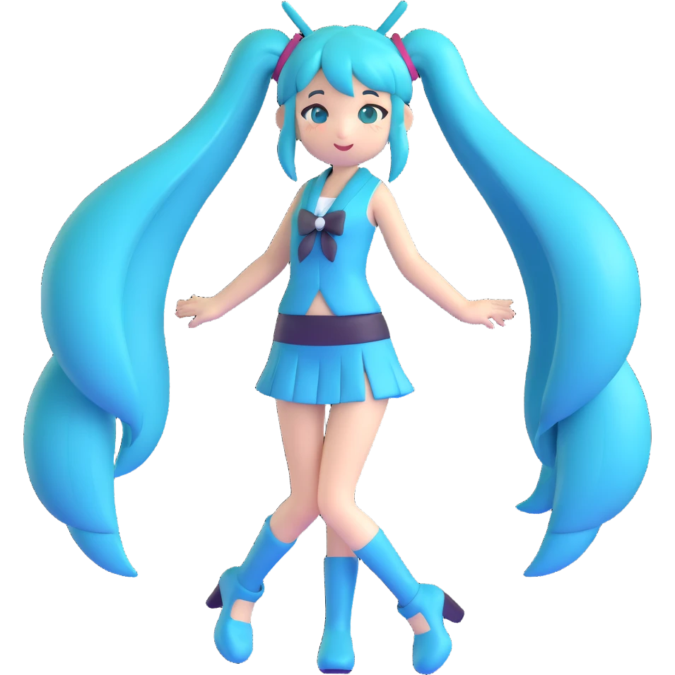 Hatsune Miku with teal twin tails emoji