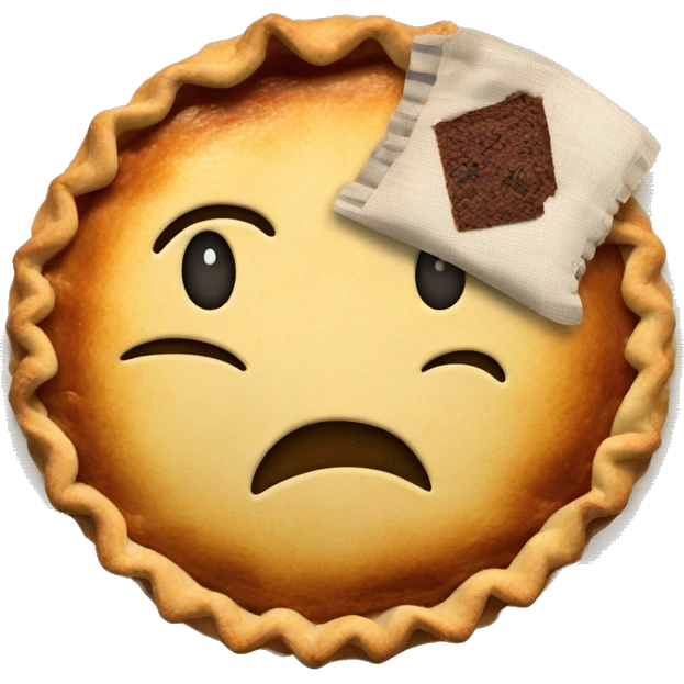 Pie with a belly holding a tea bag  emoji