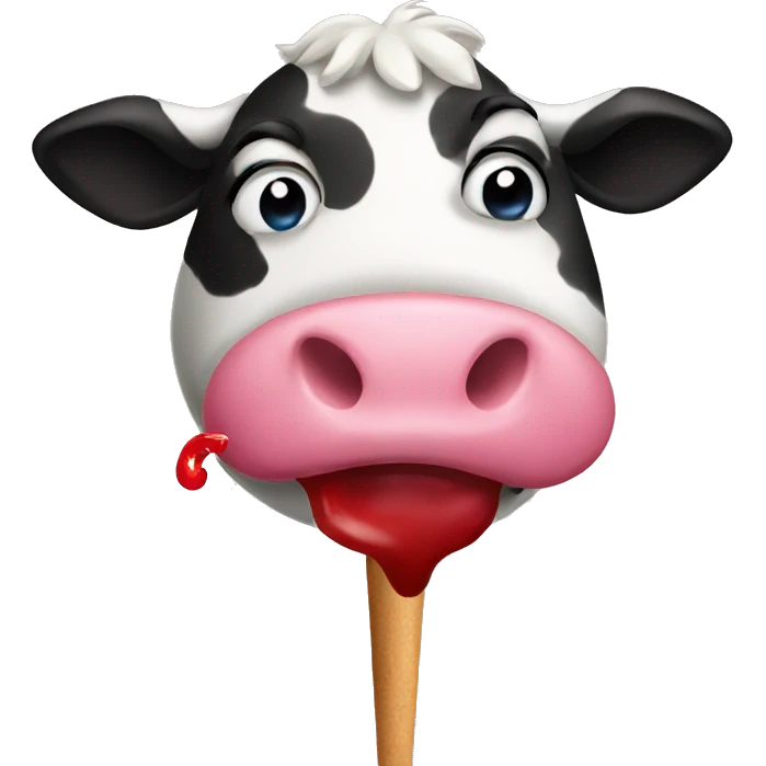 a cow pooping while eating a lollipop  emoji