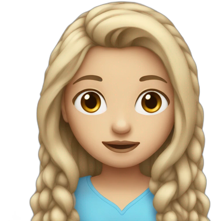 girl with long ash hair and blue eyes emoji