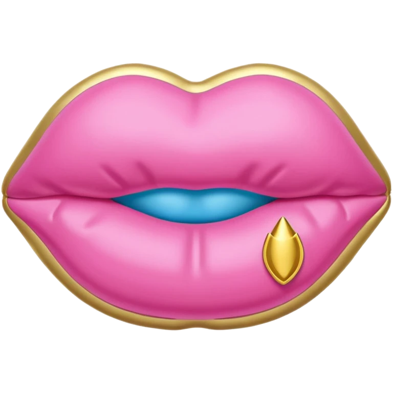 pink gold and light blue rococo inflatable lips emoji