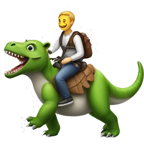 Animal panda riding on dinosaur emoji