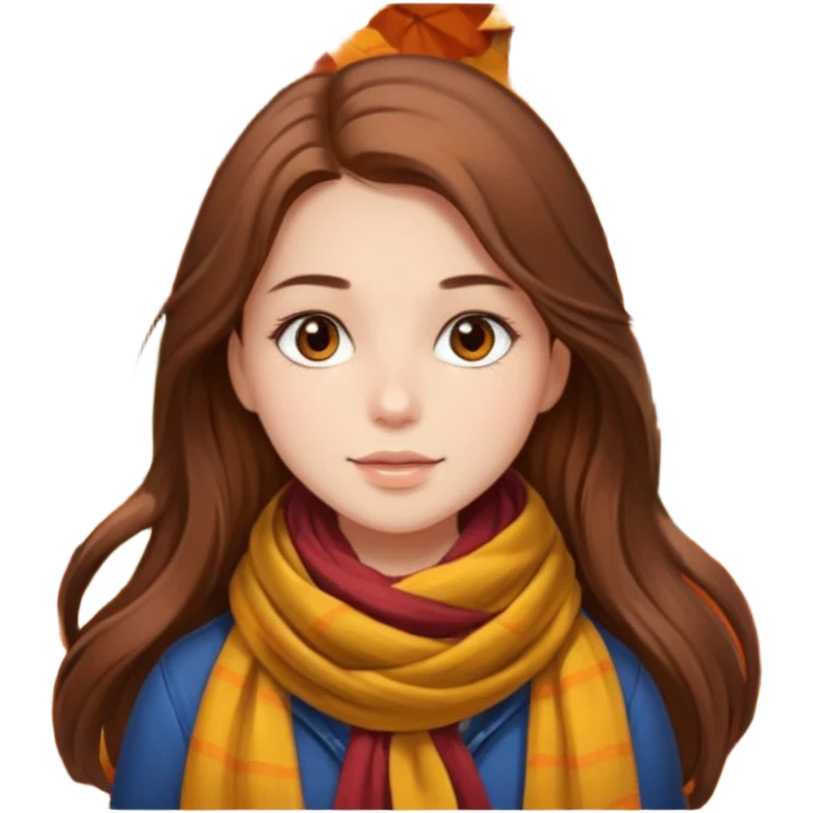 دختر مو بلند قهوهای صورت زیبا با وایب پاییز emoji