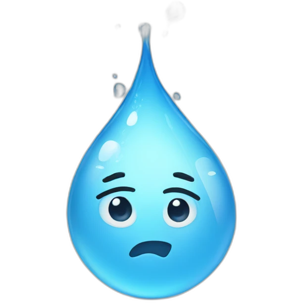 A drop of water with a face emoji