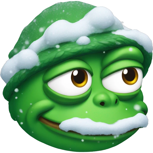 pepe the frog covered in snow emoji