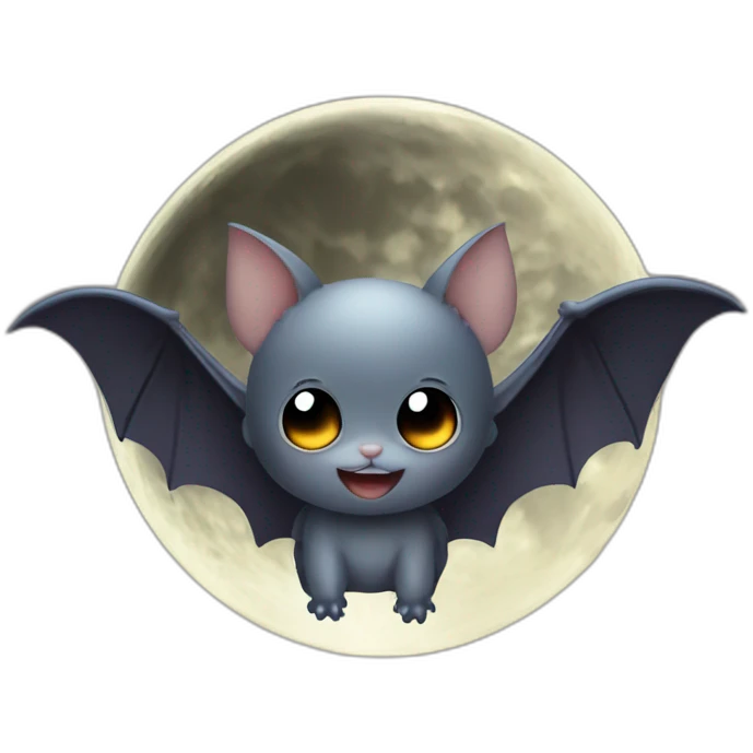 baby bat wings in front of moon emoji