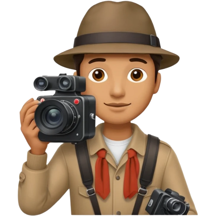 man hold  large film Camera ,on his shoulder emoji