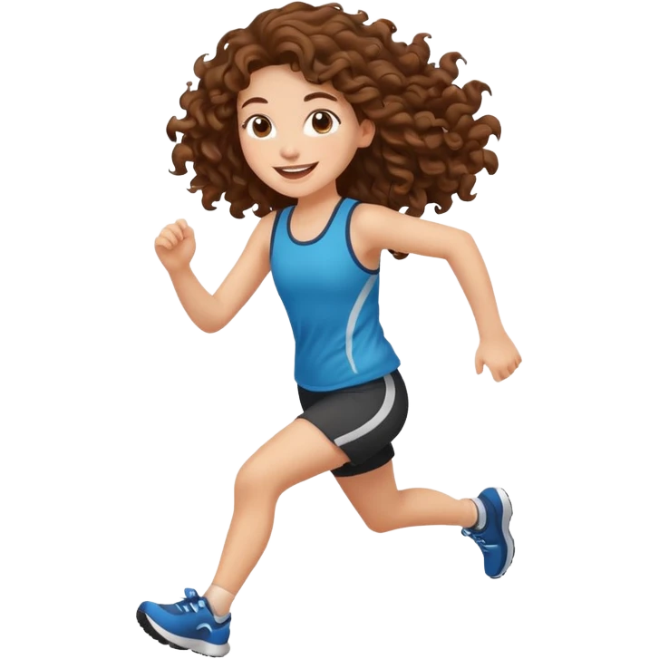long curly brown hair girl running emoji