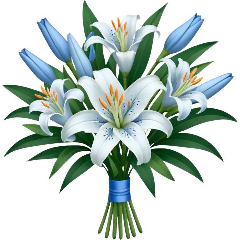 Big white and blue bouquet of Lillie’s  emoji