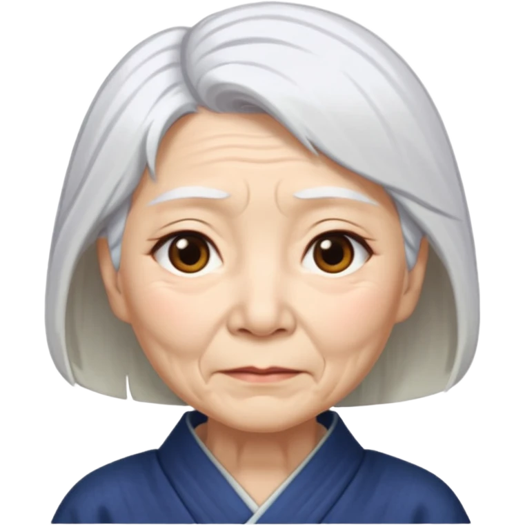 japanese culture old woman with white hair and wrinkles emoji