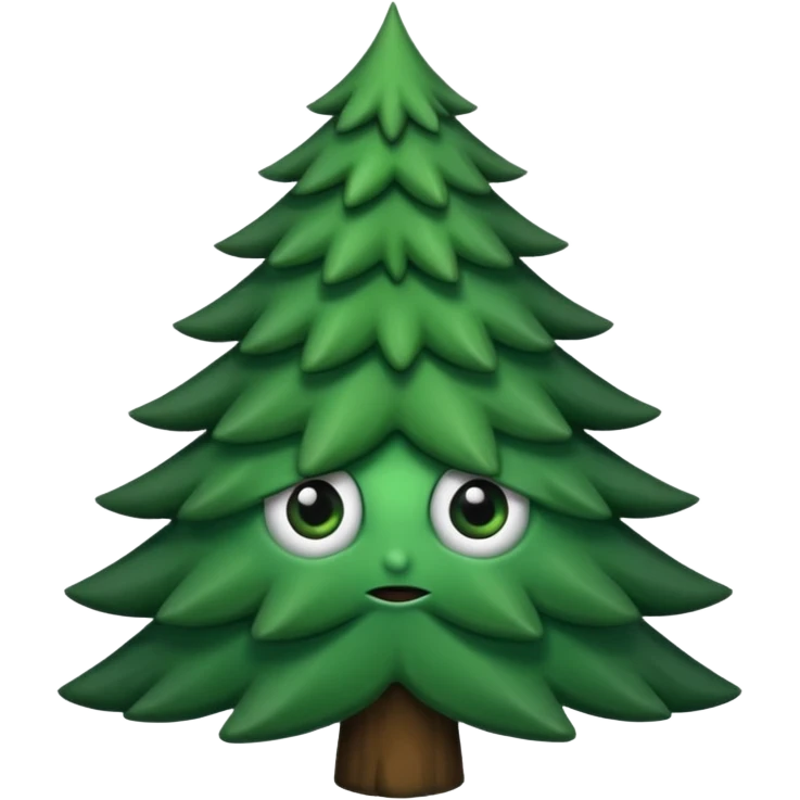 sapin avec deux gros yeux noirs, pas de bouche emoji