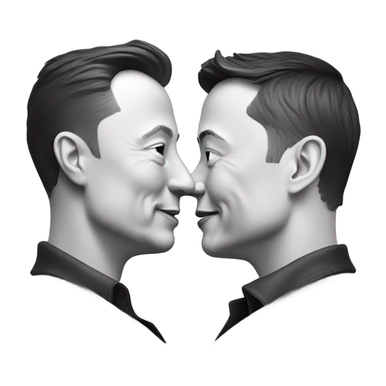 Elon Musk kissing Elon musk emoji