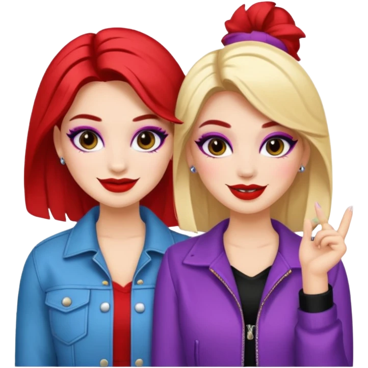 Boujy baddie best friends, fair skin, trendy heavy makeup emoji